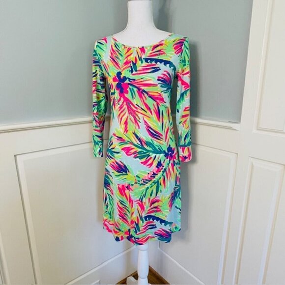 Lilly Pulitzer Marlowe Boat Neck Shift Pima Cotton Dress Green Multi XS - Picture 11 of 11